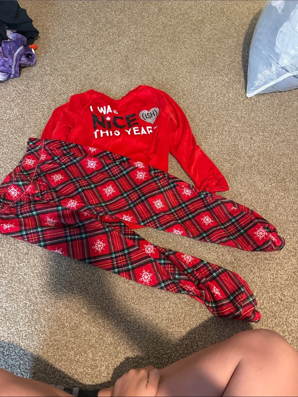 Justice Red and Black Plaid Holiday Pajama Set